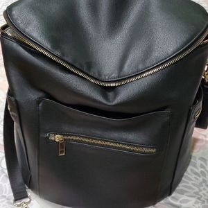 Black backpack diaper bag